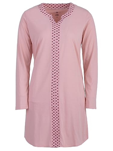 Zeitlos Nachthemd Damen Langarm Blumen Borte Schlafshirt M-2XL All-Over Muster, Farbe:rosa, Größe:XXL von Zeitlos