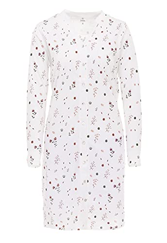 Zeitlos Nachthemd Damen Langarm Durchgehende Knopfleiste Baumwolle, Farbe:Off-White, Größe:S von Zeitlos