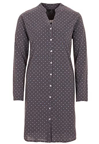 Zeitlos Nachthemd Damen Langarm Punkte Durchgehende Knopfleiste Loungewear, Farbe:grau, Größe:XXL von Zeitlos