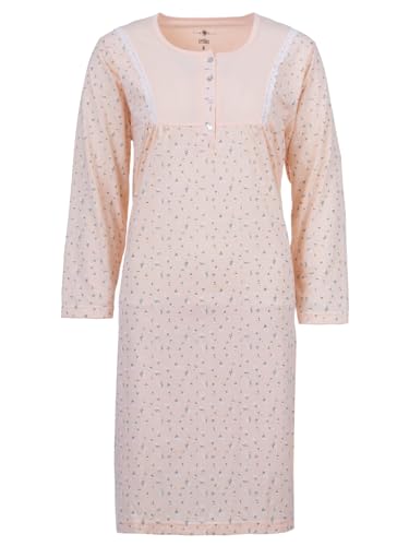 Zeitlos Nachthemd Damen Langarm Gänseblümchen Spitze Romantischer Blümchendruck M-6XL, Farbe:apricot, Größe:M von Zeitlos
