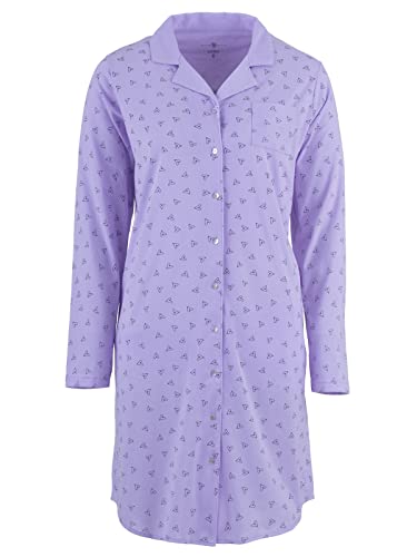 Zeitlos Nachthemd Damen Langarm Ginko Knopfleiste Schlafhemd, Farbe:Flieder, Größe:2XL von Zeitlos