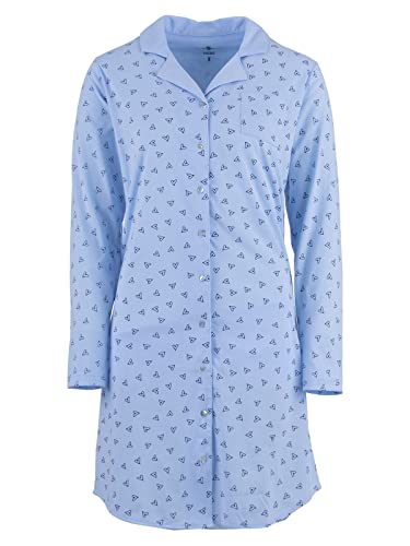 Zeitlos Nachthemd Damen Langarm Ginko Knopfleiste Schlafhemd, Farbe:hellblau, Größe:L von Zeitlos