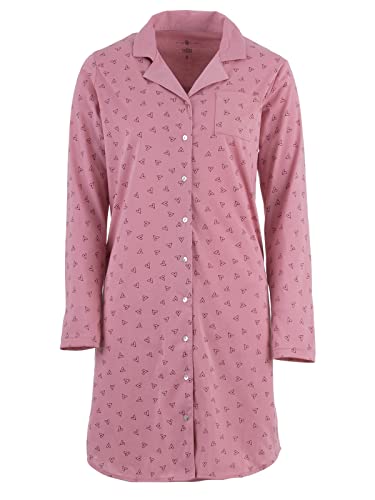 Zeitlos Nachthemd Damen Langarm Ginko Knopfleiste Schlafhemd, Farbe:rosa, Größe:M von Zeitlos