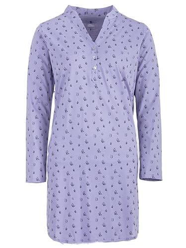 Zeitlos Nachthemd Damen Langarm Kurzarm Schmetterling Schlafshirt M-2XL All-Over Muster, Farbe:Flieder, Größe:L von Zeitlos