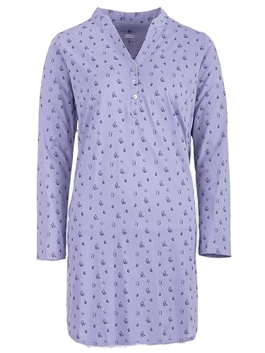 Zeitlos Nachthemd Damen Langarm Kurzarm Schmetterling Schlafshirt M-2XL All-Over Muster, Farbe:Flieder, Größe:XL von Zeitlos