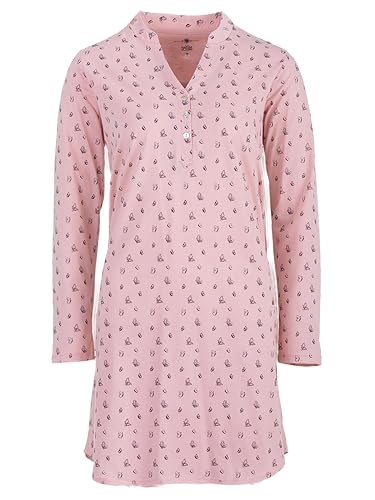 Zeitlos Nachthemd Damen Langarm Kurzarm Schmetterling Schlafshirt M-2XL All-Over Muster, Farbe:rosa, Größe:XXL von Zeitlos