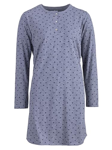 Zeitlos Nachthemd Damen Langarm Kussmund Knopfleiste Schlafshirt M-2XL All-Over Muster, Farbe:grau, Größe:XL von Zeitlos