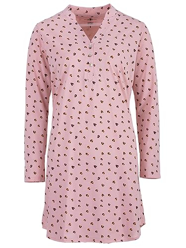 Zeitlos Nachthemd Damen Langarm Leo Herz Stehkragen Schlafshirt T-Shirt All-Over Muster, Farbe:rosa, Größe:XXL von Zeitlos