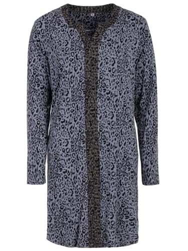Zeitlos Nachthemd Damen Langarm Leo Schlafshirt All-Over Muster Rundhals Baumwolle, Farbe:grau, Größe:XXL von Zeitlos