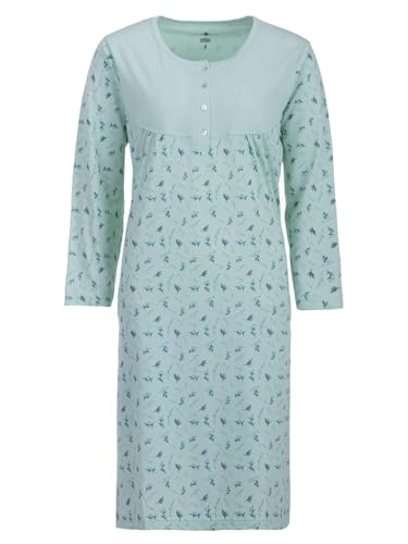 Zeitlos Nachthemd Damen Langarm Zweigen Knöpfe M-6XL Knopfleiste Schlafshirt, Farbe:Mint, Größe:XXL von Zeitlos