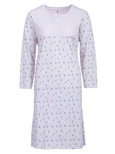 Zeitlos Nachthemd Damen Langarm Zweigen Knöpfe M-6XL Knopfleiste Schlafshirt, Farbe:rosa, Größe:3XL von Zeitlos