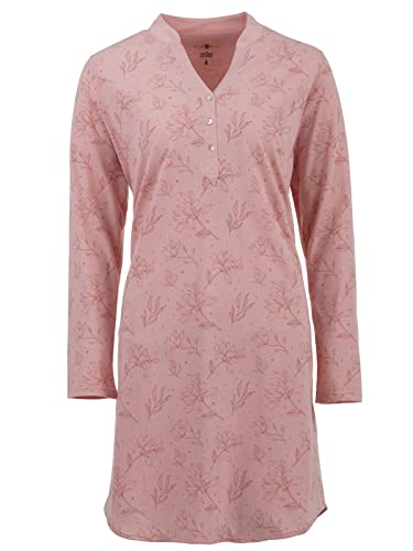 Zeitlos Nachthemd Damen Rundhals Knöpfe Zweige Langarm, Farbe:rosa, Größe:2XL von Zeitlos