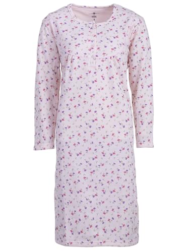 Zeitlos Nachthemd Damen Thermo Langarm Blümchen Knopfleiste, Farbe:rosa, Größe:L von Zeitlos