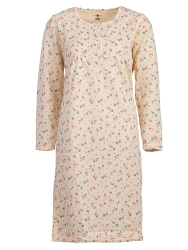 Zeitlos Nachthemd Damen Thermo Langarm Blümchen Knopfleiste, Farbe:apricot, Größe:M von Zeitlos