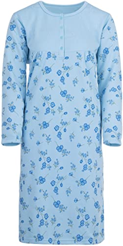 Zeitlos Thermo Nachthemd Blumen mit Stickerei Damen Langarm Knopfleiste M-2XL, Farbe:Mint, Größe:XL von Zeitlos