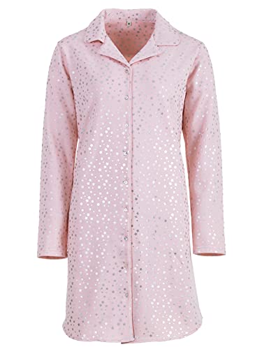 Zeitlos Nachthemd Damen Thermo Winter Weich Blumendruck Knöpfe, Farbe:rosa, Größe:XL von Zeitlos