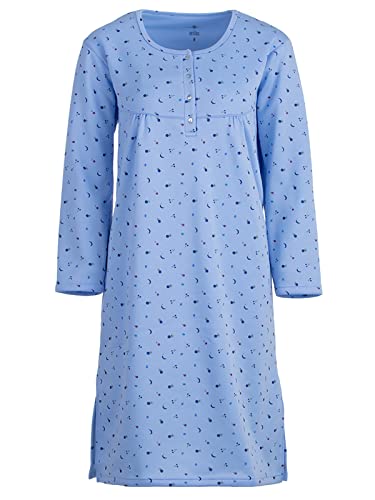 Zeitlos Nachthemd Damen Thermo Winter Weich Früchte Knöpfe M-2XL, Farbe:blau, Größe:M von Zeitlos