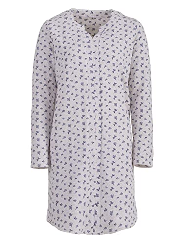 Zeitlos Nachthemd Fleur bleau Damen Thermo Langarm Rundhalsausschnitt Baumwolle Blumen, Farbe:Off-White, Größe:M von Zeitlos