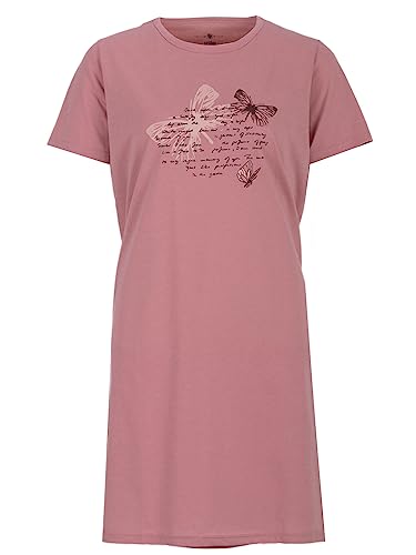 Zeitlos Nachthemd Damen Kurzarm Schmetterling Schlafshirt Rundhalsausschnitt M-2XL, Farbe:Altrosa, Größe:L von Zeitlos