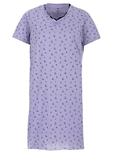 Zeitlos Nachthemd Damen Kurzarm Schmetterling Satinschleife Rüsche Sommer Schlafshirt, Farbe:Flieder, Größe:XXL von Zeitlos