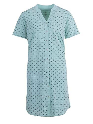 Zeitlos - Nachthemd Damen Kurzarm Stehkragen Blumendruck Knöpfe M - 6XL, Farbe:Mint, Größe:M von Zeitlos