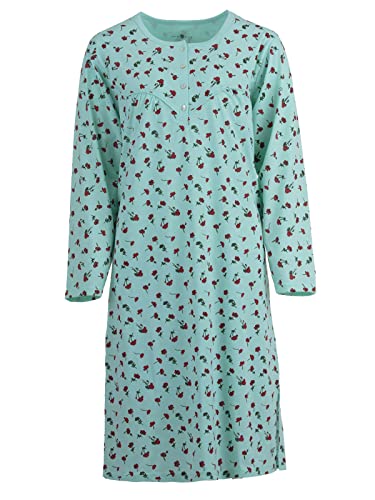 Zeitlos Nachthemd Langarm Damen Blumendruck Schlafshirt Übergröße Plus Size M-6XL, Farbe:Mint, Größe:L von Zeitlos