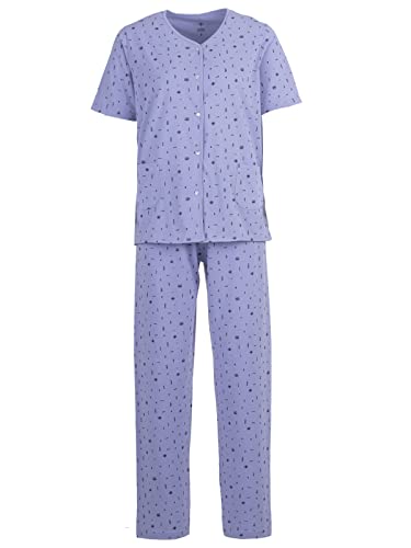 Zeitlos Pyjama Set Damen Kurzarm Knöpfe Allover-Druck, Farbe:Flieder, Größe:L von Zeitlos