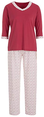 Zeitlos Pyjama Set Damen Schlafanzug Heart 3/4 Arm, Farbe:Beere, Größe:XXL von Zeitlos