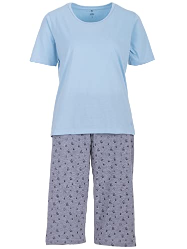 Zeitlos Pyjama Shorty Damen Schmetterling Rundhalsausschnitt Baumwolle Capri M-2XL, Farbe:blau, Größe:XL von Zeitlos