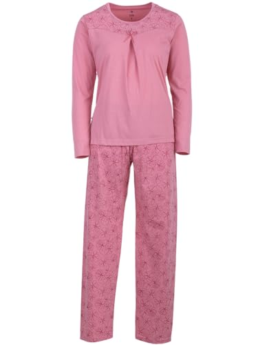 Zeitlos Schlafanzug Damen Langarm Pyjama Blüten Floral Kellerfalte Knöpfe Baumwolle, Farbe:Altrosa, Größe:M von Zeitlos