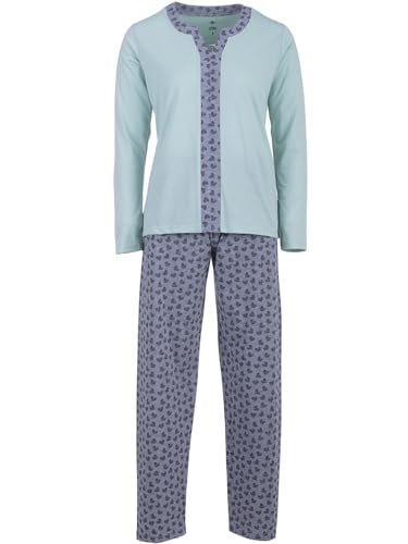 Zeitlos Schlafanzug Damen Pyjama Langarm Set 2-TLG. Borte Herz M-2XL, Farbe:Mint, Größe:M von Zeitlos