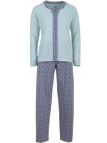 Zeitlos Schlafanzug Damen Pyjama Langarm Set Borte Herz M-2XL, Farbe:Mint, Größe:XL von Zeitlos