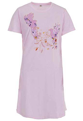 Zeitlos Schlafshirt Frauen Birdie Kurz Nachthemd Vogel Glitzer Print, Farbe:rosa, Größe:M von Zeitlos