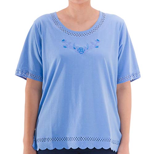 Zeitlos - T- Shirt - Loch Dessin, Größe:XXL, Farbe:Blau von Zeitlos