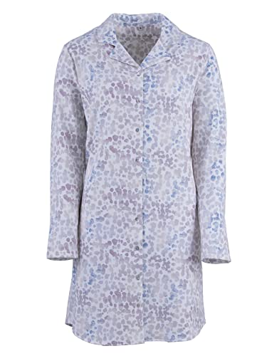 Zeitlos Thermo Nachthemd AQU Tupfen Damen Langarm Winter Durchgehende Knopfleiste, Farbe:Off-White, Größe:L von Zeitlos