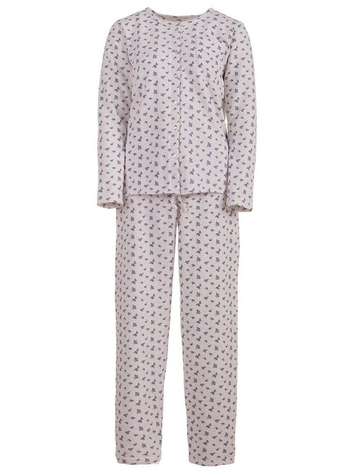 zeitlos Schlafanzug Pyjama Set Thermo - Blumen blau von zeitlos