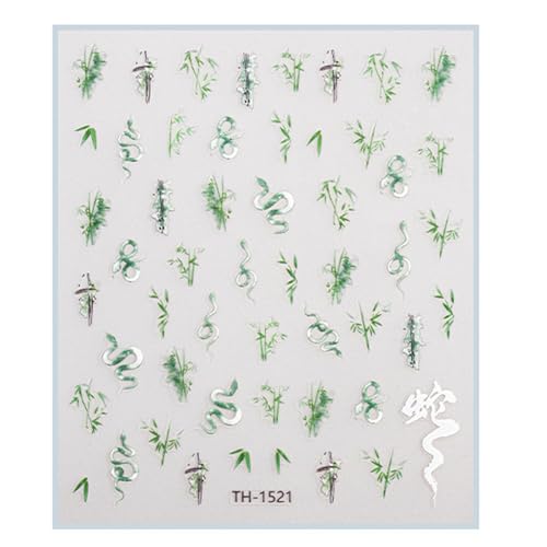 1 Blatt Chinesisch Neujahr Nägel Kunstaufkleber Für Frauen Mädchen Frühling Festival Nägel Dekorationen Cartoon Schlange Maniküre Urlaubsnageldekorationen von Zeiwohndc