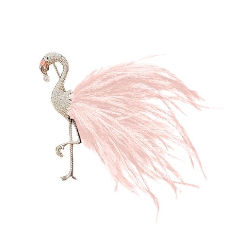Einzigartige Flamingo Gefiederte Brosche Mit Zirkonsteinen Leichtes Revers Pin Statement Accessoire Für Jacken Kleider Mode Accessoire von Zeiwohndc
