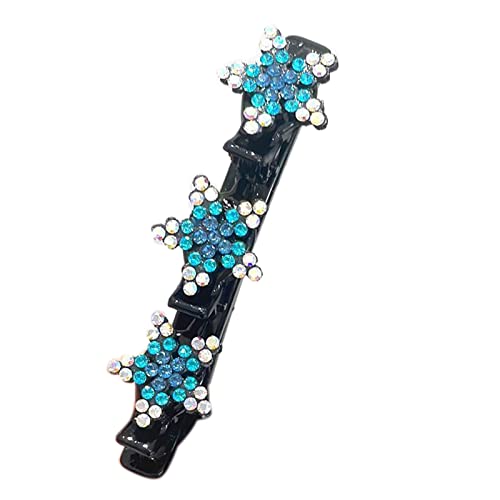 Geflochtene Haarspangen für Damen, funkelnde Kristallsteine, Haarbänder, 5-Petal-Blumen-Haarnadel, Entenschnabel-Clip mit Strasssteinen von Zeiwohndc
