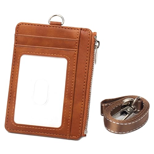 Kompaktkarten Brieftasche Mit Blockierung Und Reißverschlusspoch PU Leder Münzholz Kartenhalter Mit Abnehmbarem Lanyard von Zeiwohndc