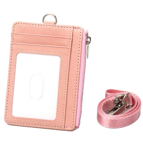 Kompaktkarten Brieftasche Mit Blockierung Und Reißverschlusspoch PU Leder Münzholz Kartenhalter Mit Abnehmbarem Lanyard von Zeiwohndc