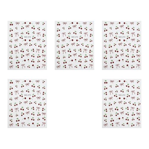 Packung 5 Fruchtnägelaufkleber Atmungsaktive PVC Kunstaufkleber Für Frauen Die Zeit Längere Einfache Designs Professionelle Nagelaufkleber Für Office von Zeiwohndc