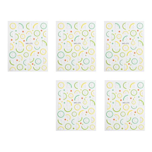 Packung 5 Fruchtnägelaufkleber Atmungsaktive PVC Kunstaufkleber Für Frauen Die Zeit Längere Einfache Designs Professionelle Nagelaufkleber Für Office von Zeiwohndc