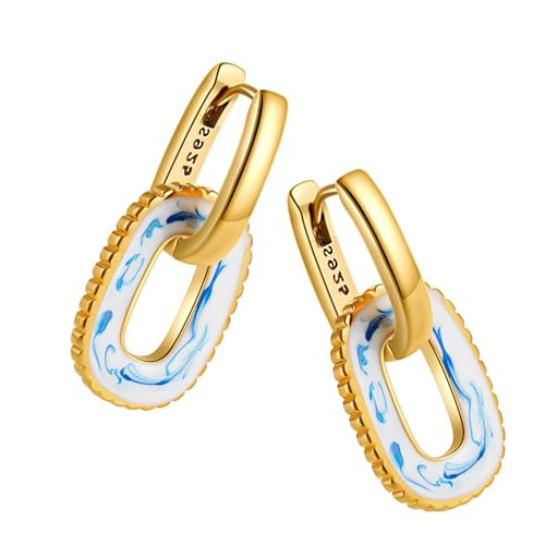 Recycelbare Materialien Ohrclip Blau Floral Geprägter Kupferschmuck Schneller Abbau Formaler Dangle Zubehör Traditionelle Chinesische Porzellanohr Dekore von Zeiwohndc