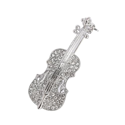 Stilvolle Strasssteine ​​Violin Pin Retro Styles Musical Schmuck Statement Stücke Für Ungezwungene Formelle Outfits Legierung Accessoire Vintage Musik Brosche von Zeiwohndc