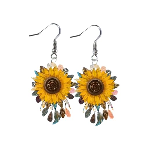 Sunflowers Thema Acrylschmuck Leichte Wasserdichte Ohrringe Für Frauen Mädchen Handgefertigtes Statement Accessoires Einzigartige Persönlichkeit Ohrringe von Zeiwohndc