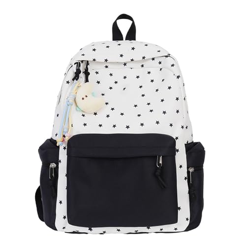 Zeiwohndc Ästhetischer Rucksack Für Mädchen Schöne Kapazität Lässige Daypacks Travel School Tasche Star Print School Tasche Gelegenheitsdayer Simple Einfacher von Zeiwohndc