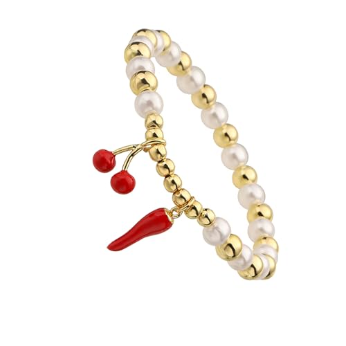 Zeiwohndc Einzigartige Obstarmband Handgefertigte Elastische Perlen Kupfertextur Für Gegenwärtige Und Tägliche Verschleiß Farbenfroher Perlenschmuck von Zeiwohndc