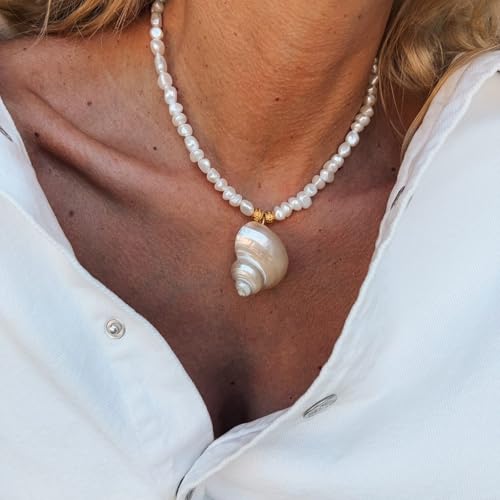 Zeiwohndc Elegante Verstellbare Perlenkette Mit Türkisfarbener Naturhülle Und Nachahmungsperlen Für Den Täglichen Verschleiß Vielseitiger Perlenkette Für Lässige Formale von Zeiwohndc