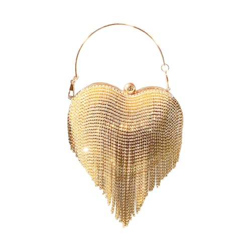 Zeiwohndc Glitzernde Strasssteine ​​verschönerte Abendbetrieb Mit Quasten Design Ketten Schultergurthandtasche Für Abschlussball Ereignis Strasshandtasche von Zeiwohndc
